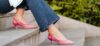 Rózsaszín cicasarkú cipő